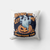 彫よくはしゃぐられたカボチャによる幽霊 クッション (正面)