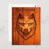 彫られたウッドウルフ ポストカード (正面/裏面)