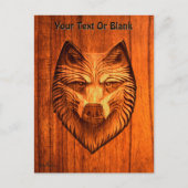 彫られたウッドウルフ ポストカード (正面)