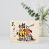 彫られたカボチャを持つ子供たち、ハロウィーン ポストカード (スタンド正面)