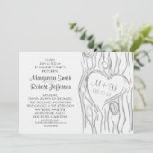 彫られた木のモダン婚約パーティ招待状 招待状 (スタンド正面)