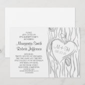 彫られた木のモダン婚約パーティ招待状 招待状 (正面/裏面)