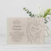彫られた木の粗野なブライダルシャワー招待状 招待状 (スタンド正面)