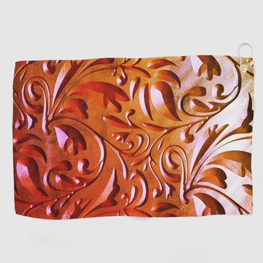 彫られた木は茶色エレガントに見える ゴルフタオル (横)