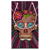 彫られた木製のルック砂糖スカルとフローラクラウン スモールペーパーバッグ (裏面)