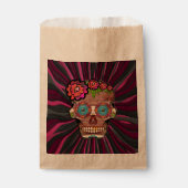 彫られた木製のルック砂糖スカルとフローラクラウン フェイバーバッグ (正面)