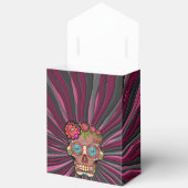 彫られた木製のルック砂糖スカルとフローラクラウン フェイバーボックス (見開き)