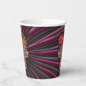 彫られた木製のルック砂糖スカルとフローラクラウン 紙コップ (左)