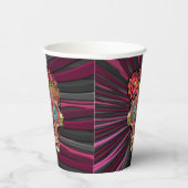 彫られた木製のルック砂糖スカルとフローラクラウン 紙コップ (右)