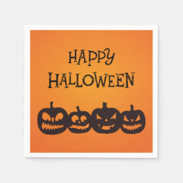 彫りおもしろいハロウィーンパンプキンカルテット スタンダードカクテルナプキン