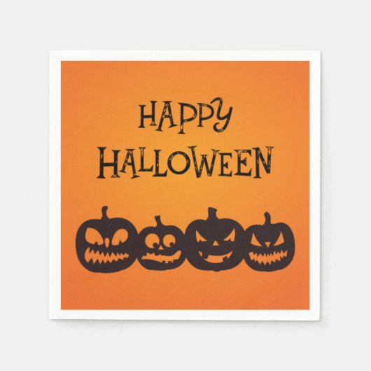 彫りおもしろいハロウィーンパンプキンカルテット スタンダードカクテルナプキン (正面)
