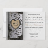 彫りイニシャル樺の木ツリー結婚式招待状 招待状 (正面)