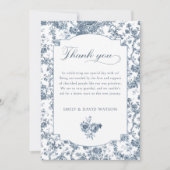 彫りエレガント込みフランスの青フローラトイル サンキューカード (正面)
