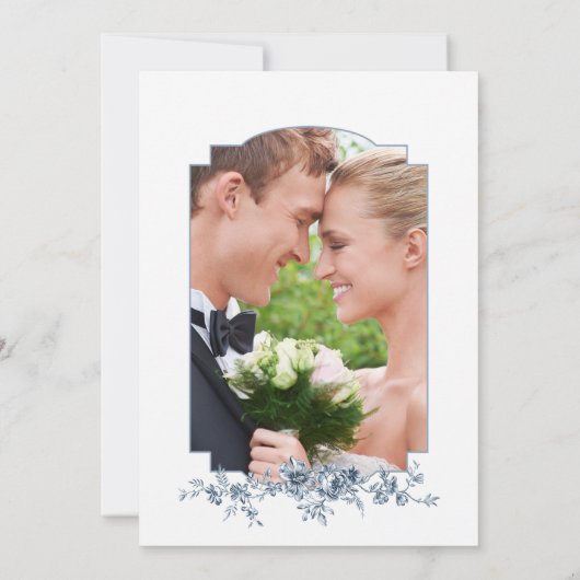 彫りエレガント込みフランスの青フローラトイル サンキューカード (裏面)