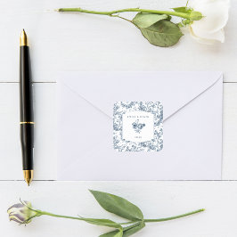 彫りエレガント込みフランスの青フローラトイル スクエアシール