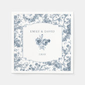 彫りエレガント込みフランスの青フローラトイル スタンダードカクテルナプキン (正面)