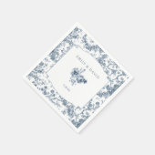 彫りエレガント込みフランスの青フローラトイル スタンダードカクテルナプキン (角)