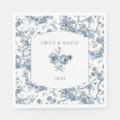 彫りエレガント込みフランスの青フローラトイル スタンダードランチョンナプキン (正面)