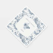 彫りエレガント込みフランスの青フローラトイル スタンダードランチョンナプキン (角)