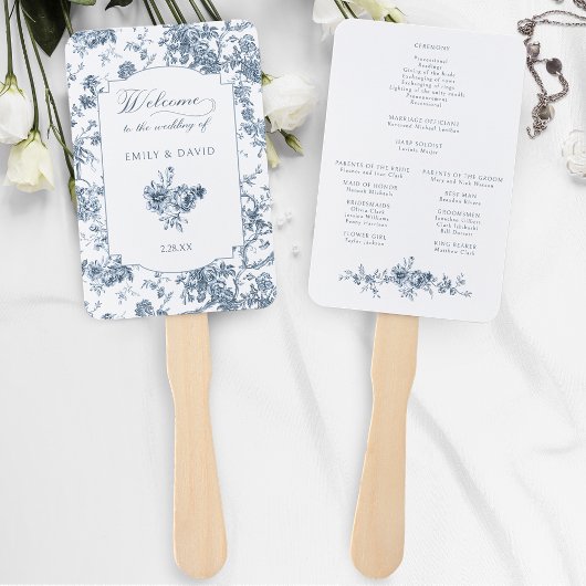 彫りエレガント込みフランスの青フローラトイル ハンドファン