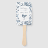 彫りエレガント込みフランスの青フローラトイル ハンドファン (正面)