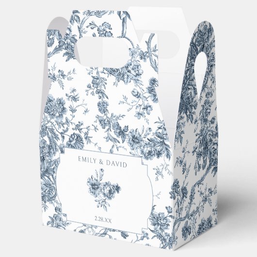 彫りエレガント込みフランスの青フローラトイル フェイバーボックス (オープン)