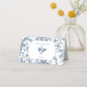 彫りエレガント込みフランスの青フローラトイル プレイスカード (裏面)