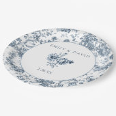 彫りエレガント込みフランスの青フローラトイル ペーパープレート (アングル)