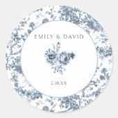 彫りエレガント込みフランスの青フローラトイル ラウンドシール (正面)