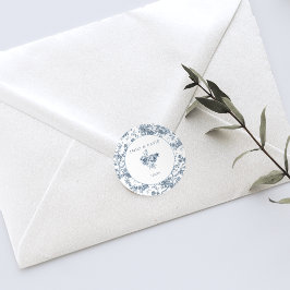 彫りエレガント込みフランスの青フローラトイル ラウンドシール