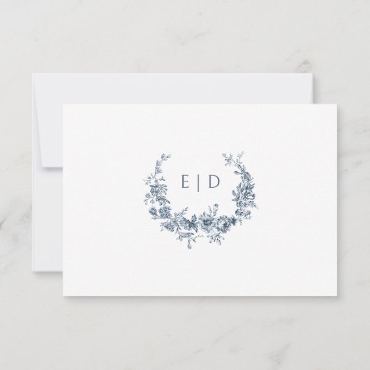 彫りエレガント込みフランスの青フローラトイル 出欠カード (裏面)