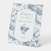 彫りエレガント込みフランスの青フローラトイル 台座サイン (正面)