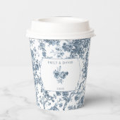 彫りエレガント込みフランスの青フローラトイル 紙コップ (裏面)