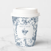 彫りエレガント込みフランスの青フローラトイル 紙コップ (正面)
