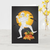 彫りカボチャのグリーティングカード付きハロウィーンミイラ カード (黄色い花)