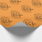 彫りカボチャの頭を持つハロウィーンのラッピング紙 ラッピングペーパー (角)