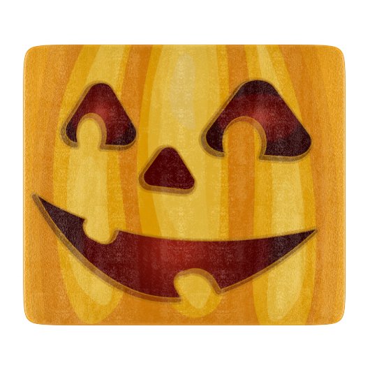 彫りカボチャ笑いハロウィーンデザイン カッティングボード (正面)