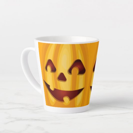 彫りカボチャ笑いハロウィーンデザイン カフェラテマグ (左アングル)
