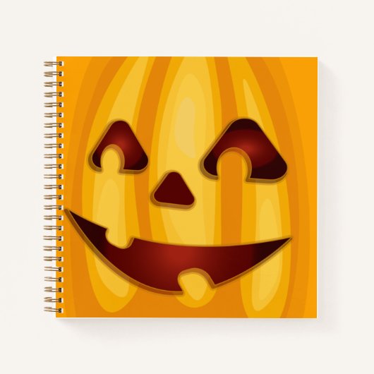 彫りカボチャ笑いハロウィーンデザイン ノートブック (正面)