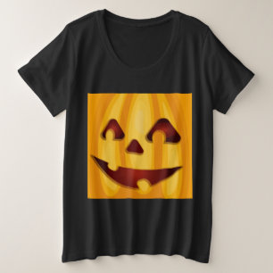 彫りカボチャ笑いハロウィーンデザイン プラスサイズTシャツ