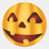 彫りカボチャ笑いハロウィーンデザイン ラウンドシール (正面)