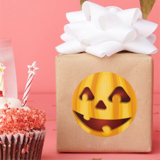 彫りカボチャ笑いハロウィーンデザイン ラウンドシール (パーティー)