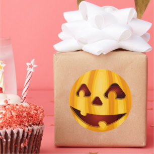 彫りカボチャ笑いハロウィーンデザイン ラウンドシール