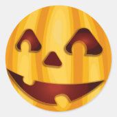 彫りカボチャ笑いハロウィーンデザイン ラウンドシール (正面)