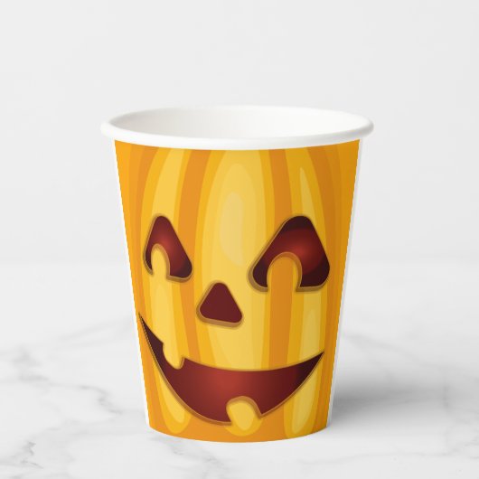 彫りカボチャ笑いハロウィーンデザイン 紙コップ (正面)