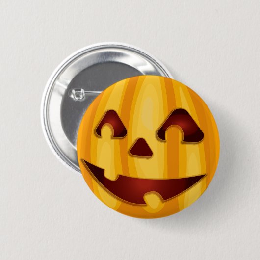 彫りカボチャ笑いハロウィーンデザイン 缶バッジ (正面&裏面)