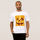 彫りカボチャ笑いハロウィーンデザイン Tシャツ (正面フル)