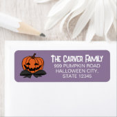 彫りカボチャ黒弓タイパープルハロウィーン ラベル (インサイチュ)
