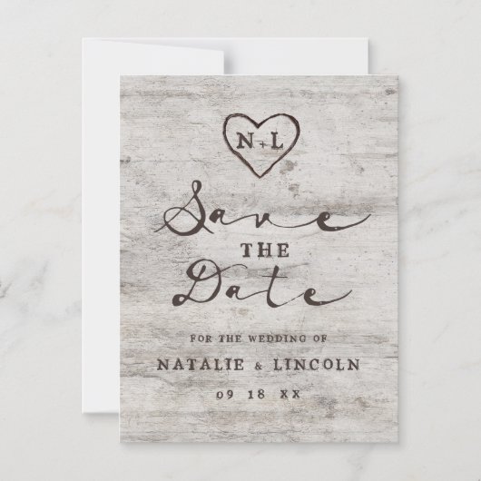 彫りスウィート素朴アーツ結婚式の日付を保存 マグネット招待状 (正面)