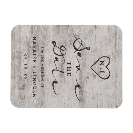 彫りスウィート素朴樺の木ウッド日付を保存 マグネット (横)